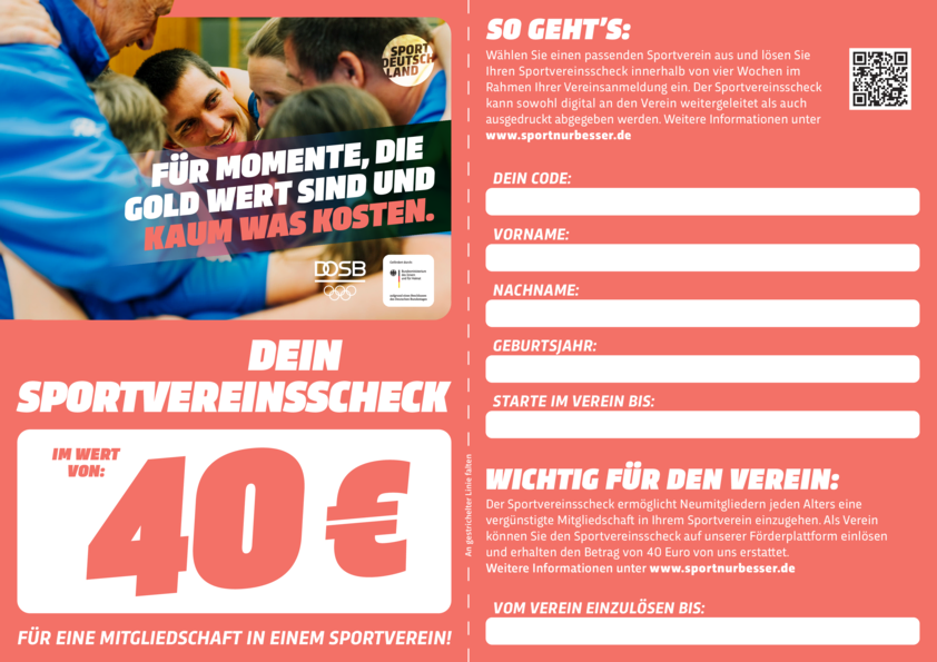 Read more about the article 40 € für neue Vereinsmitglieder